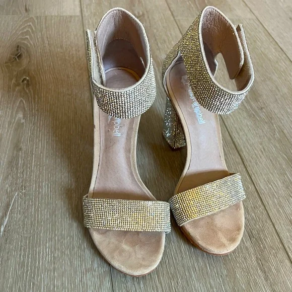 Jeffrey Campbell Silver Sparkly Thick Heel Sandals Size 5.5. - Picture 4 of 12